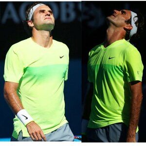 Nike Roger Federer RF Australian Open 2015 dry fit Yellow and Green Size XL